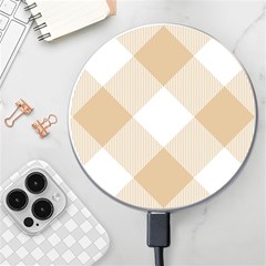 Clean Brown White Plaids Wireless Charger by ConteMonfrey