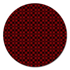 Diagonal Red Plaids Magnet 5  (round) by ConteMonfrey