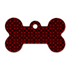 Diagonal Red Plaids Dog Tag Bone (one Side) by ConteMonfrey