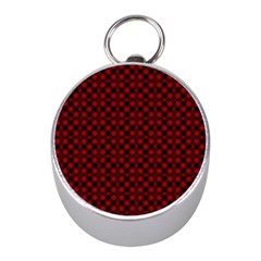 Diagonal Red Plaids Mini Silver Compasses by ConteMonfrey