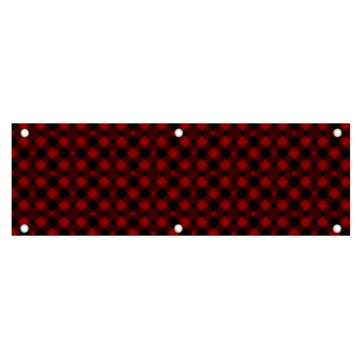 Diagonal Red Plaids Banner and Sign 6  x 2 