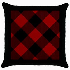 Black And Dark Red Plaids Throw Pillow Case (black) by ConteMonfrey