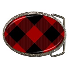 Black And Dark Red Plaids Belt Buckles by ConteMonfrey