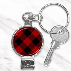 Black And Dark Red Plaids Nail Clippers Key Chain by ConteMonfrey