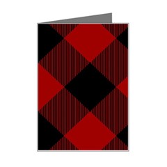 Black And Dark Red Plaids Mini Greeting Card by ConteMonfrey