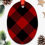 Black and dark red plaids Oval Ornament (Two Sides) Front