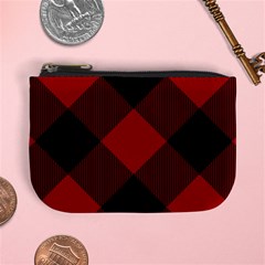 Black And Dark Red Plaids Mini Coin Purse by ConteMonfrey