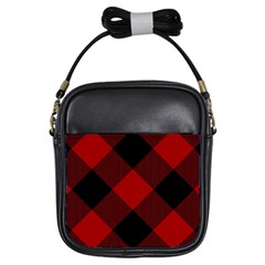 Black And Dark Red Plaids Girls Sling Bag by ConteMonfrey