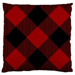 Black And Dark Red Plaids Large Cushion Case (one Side) by ConteMonfrey