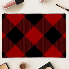 Black And Dark Red Plaids Cosmetic Bag (xxl) by ConteMonfrey