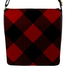 Black And Dark Red Plaids Flap Closure Messenger Bag (s) by ConteMonfrey