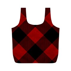 Black And Dark Red Plaids Full Print Recycle Bag (m) by ConteMonfrey