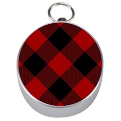 Black And Dark Red Plaids Silver Compasses by ConteMonfrey