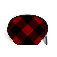 Black And Dark Red Plaids Accessory Pouch (small) by ConteMonfrey