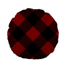 Black And Dark Red Plaids Standard 15  Premium Flano Round Cushions by ConteMonfrey