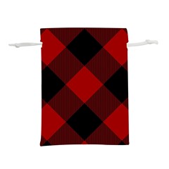 Black And Dark Red Plaids Lightweight Drawstring Pouch (l) by ConteMonfrey