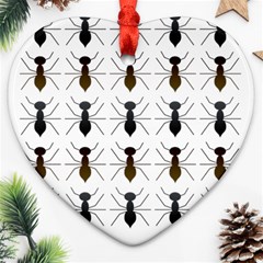 Ants Insect Pattern Cartoon Ant Animal Ornament (heart) by Ravend