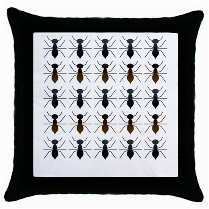 Ants Insect Pattern Cartoon Ant Animal Throw Pillow Case (Black)