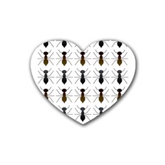 Ants Insect Pattern Cartoon Ant Animal Rubber Coaster (heart) by Ravend