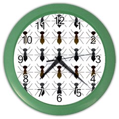 Ants Insect Pattern Cartoon Ant Animal Color Wall Clock by Ravend