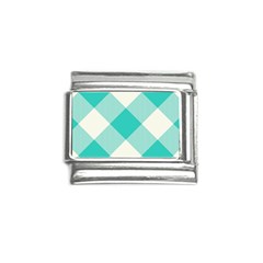 Blue Turquoise Diagonal Plaids Italian Charm (9mm) by ConteMonfrey