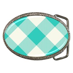 Blue Turquoise Diagonal Plaids Belt Buckles by ConteMonfrey