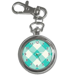 Blue Turquoise Diagonal Plaids Key Chain Watches by ConteMonfrey