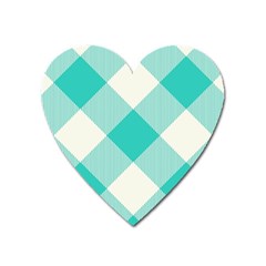 Blue Turquoise Diagonal Plaids Heart Magnet by ConteMonfrey