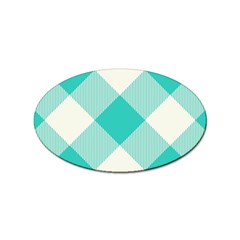 Blue Turquoise Diagonal Plaids Sticker Oval (10 Pack) by ConteMonfrey