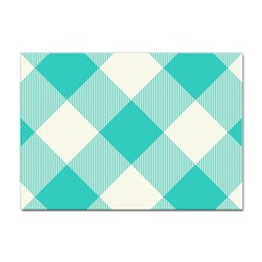 Blue Turquoise Diagonal Plaids Sticker A4 (10 Pack) by ConteMonfrey