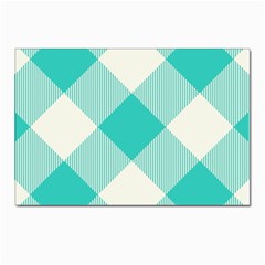 Blue Turquoise Diagonal Plaids Postcard 4 x 6  (pkg Of 10) by ConteMonfrey