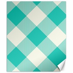 Blue Turquoise Diagonal Plaids Canvas 8  X 10  by ConteMonfrey