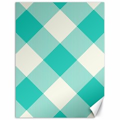 Blue Turquoise Diagonal Plaids Canvas 18  X 24  by ConteMonfrey