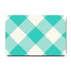 Blue Turquoise Diagonal Plaids Small Doormat by ConteMonfrey