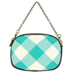 Blue Turquoise Diagonal Plaids Chain Purse (one Side) by ConteMonfrey