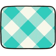 Blue Turquoise Diagonal Plaids Fleece Blanket (mini) by ConteMonfrey