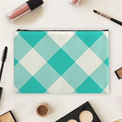 Blue Turquoise Diagonal Plaids Cosmetic Bag (large) by ConteMonfrey