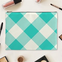 Blue Turquoise Diagonal Plaids Cosmetic Bag (xl) by ConteMonfrey