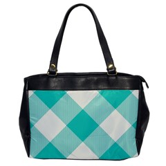 Blue Turquoise Diagonal Plaids Oversize Office Handbag by ConteMonfrey