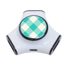 Blue Turquoise Diagonal Plaids 3-port Usb Hub by ConteMonfrey