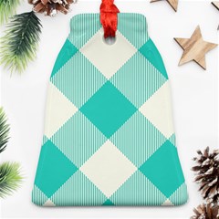 Blue Turquoise Diagonal Plaids Ornament (bell) by ConteMonfrey