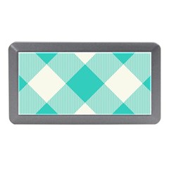 Blue Turquoise Diagonal Plaids Memory Card Reader (mini) by ConteMonfrey