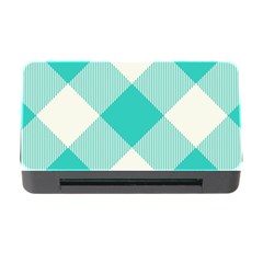 Blue Turquoise Diagonal Plaids Memory Card Reader With Cf by ConteMonfrey