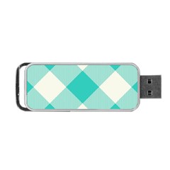 Blue Turquoise Diagonal Plaids Portable Usb Flash (one Side) by ConteMonfrey