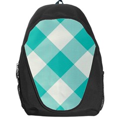 Blue Turquoise Diagonal Plaids Backpack Bag by ConteMonfrey