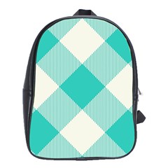 Blue Turquoise Diagonal Plaids School Bag (xl) by ConteMonfrey