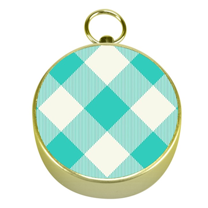 Blue turquoise diagonal plaids Gold Compasses