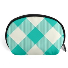 Blue Turquoise Diagonal Plaids Accessory Pouch (large) by ConteMonfrey