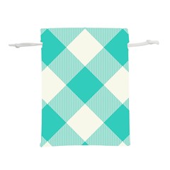 Blue Turquoise Diagonal Plaids Lightweight Drawstring Pouch (l) by ConteMonfrey