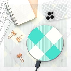 Blue Turquoise Diagonal Plaids Wireless Charger by ConteMonfrey